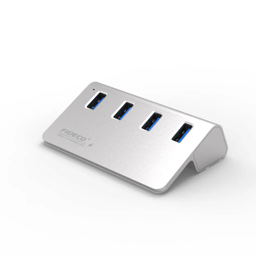 FIDECO Aluminum 4 ports usb 3.0 hub for laptop macbook with power adapter