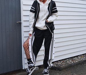 Vangull <b>Women</b> Side Slit Button Pants 2019 New Spring <b>Women</b> <b>Trousers</b> Loose Summer High Waist Patchwork <b>Striped</b> Pants - Product Image 4