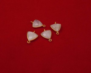 Perle de pierre de lune arc-en-ciel naturelle faite à la main en argent Sterling plaqué or à facettes Double bélière connecteur résultats de bijoux - Product Image 2