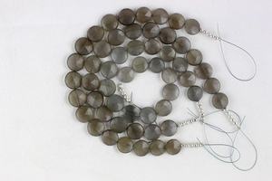 มูนสโตนธรรมชาติสีเทารูปทรงเหรียญทำจากโลหะ,ลูกปัด Briolette สำหรับทำเครื่องประดับอัญมณีการแตกหัก - Product Image 4