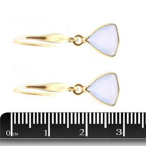 Pendiente de Bisel de Plata Calcedonia de 28-29mm con Forma Triangular, Alambre de Oreja, Componentes de Joyería Chapados en Oro de 18K - Product Image 3