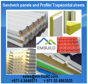 Paneles sándwich y láminas de techo de perfil de piel única para techos (trapezoidal/corrugado/aspecto teja) Dubai/Emiratos Árabes Unidos/Omán/Bahrein - Product Image 1