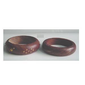 Bracelets en bois de sheesham avec incrustations en laiton et mosaïque, bijoux indiens en bois, bracelets et joncs - Product Image 6
