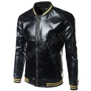 Blouson bombardier pour hommes, veste revêtue en argent métallique, coupe ajustée, style décontracté, collection printemps 2021 - Product Image 5