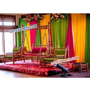 Mariage indien Golden Jhula Set Indian Wedding Swings Ensemble de balançoire de mariage Prix de gros Décoration de mariage Configuration Australie - Product Image 1