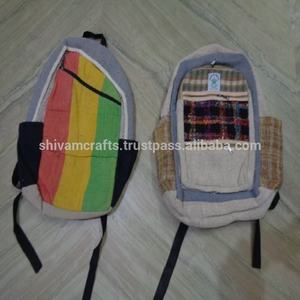 Sacs à dos design en chanvre couleur rasta sacs à dos en chanvre sacs en gros de l'Inde sacs rasta tendance en chanvre - Product Image 1