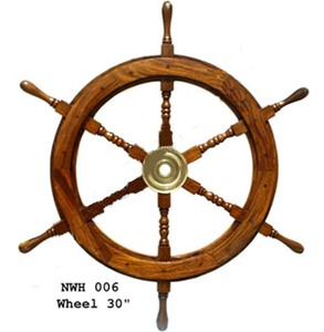 INAM'S Decorative Handmade Nautical Beautiful and Designer <b>Wooden</b> and Brass Ship <b>Wheel</b> Fresh Arrival 2022 - Product Image 1