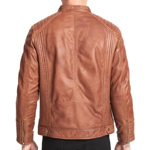 Chaqueta de cuero clásica W Detalles acolchados Chaqueta de motocicleta estilo motorista Chaqueta clásica de moda de cuero real - Product Image 5