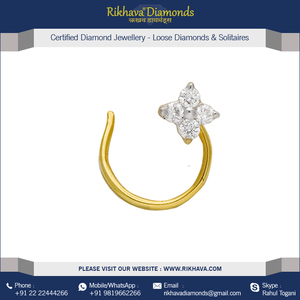 สตรี18kt สีเหลืองทองเพชรจมูก Pin - Product Image 4