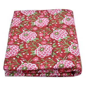 Original High Quality Cotton Hand Block Printed Summer Dress Garments Fabric Unique Collection Floral Design Cloth Wholesale