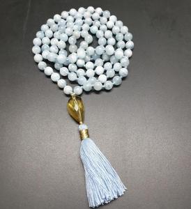 Collier de yoga aigue-marine en perles de mala religieuses 108-Cadeau pour les occasions de fête - Product Image 5
