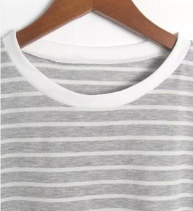 Camiseta de gran tamaño para mujer, Top blanco, camiseta recortada a rayas para mujer, colección de damas de Albania, venta al por mayor - Product Image 2