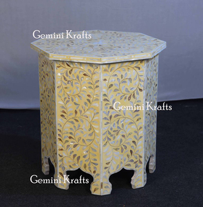 Table d'appoint contemporaine en bois vieilli incrustation de nacre meubles de maison modernes table de chevet pour chambre salon maison bar - Product Image 2