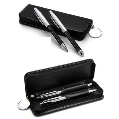 Zacht Echt Leer Zwart Pen Gevallen/Goede Kwaliteit Pen Opslag Gevallen/Zwart Lederen Pen Gevallen Met Zip