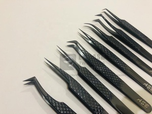 Pince à épiler d'extension de cils en acier inoxydable japonais noir plasma avec logo personnalisé Pince à épiler pointue en diamant Petite quantité minimale de commande - Product Image 5