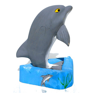 ประติมากรรมปลาโลมาในศิลปะไม้บัลซาแกะสลักรูปปั้นทะเลมหาสมุทรสัตว์ทะเลสำหรับกล่องไม้งานฝีมือป้ายติดผนัง - Product Image 1