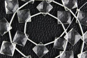 Pierre précieuse en Quartz clair naturel à facettes forme carrée perles de Briolette véritable 1 brin cristal sans couleur vente en gros - Product Image 2