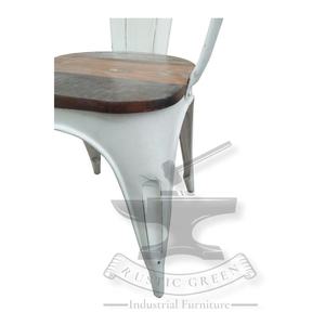 เก้าอี้รับประทานอาหารทำจากไม้และโลหะสไตล์วินเทจอุตสาหกรรมสำหรับร้านกาแฟห้องครัวกลางแจ้งห้องนั่งเล่นหรือร้านอาหาร - Product Image 5