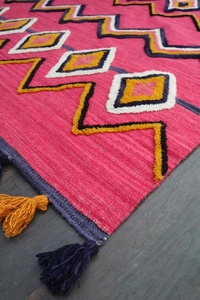 Tapis en laine marocain Low Pile Rectangle Kilim Design Tissé Tufté Techniques Shaggy Motif pour Bureau Salle À Manger Couloir Utilisation - Product Image 2