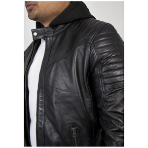 Veste en cuir pour hommes Adventure-Ready Style extérieur formel robuste avec coupe confortable Look solide Sensation durable Col à capuche - Product Image 2