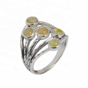 Anillos de piedras preciosas de ópalo etíope de Plata de Ley 925 sólida, joyería de plata de lujo hecha a mano, anillo de Vermeil de eternidad para regalo para ella - Product Image 1