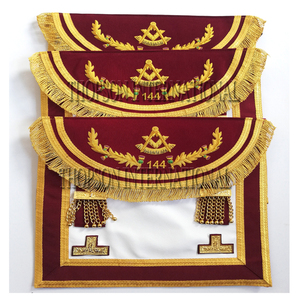Tablier de maître maçon de rite écossais avec écusson brodé insignes maçonniques en cuir et tissu de haute qualité - Product Image 1