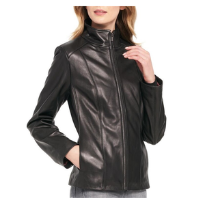 Chaqueta de motorista de cuero para mujer, ropa de calle de alta calidad, ropa de abrigo con ajuste de carreras, cremallera personalizada, moda de cuero Real para mujer - Product Image 1