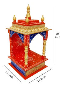 Handpainted Wooden Temple/Wooden Mandir/Custom Made Pooja Ghar for Home & Office Decor