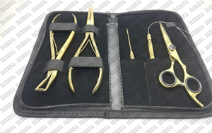 Professional Stainless Steel <b>Micro</b> <b>Bead</b> <b>Hair</b> <b>Extensions</b> Kits with Golden Color 7 Inches - Product Image 4