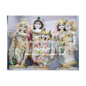 Statues de Krishna et Radha en marbre blanc naturel - Product Image 1