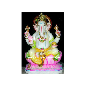 Sitting Marble Ganesh Moorti - Product Image 1