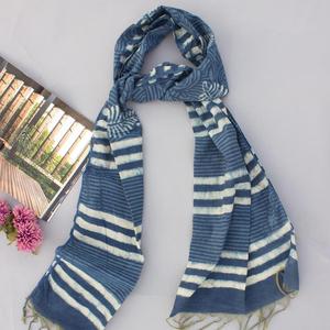 Femmes Indigo Daabu Print Designer Chanderi Wholesale Scarf Stole Dupatta 100X250 Cm - Product Image 2