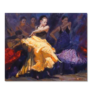 Woondecoratie impressionistische handgemaakte flamenco dans spanje danser olieverf