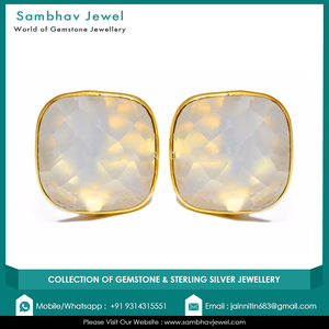Pendientes chapados en oro de Calcedonia blanca antigua Natural, pendientes de piedras preciosas Vintage hechos a mano, Plata de Ley 925 para mujer, joyería - Product Image 3