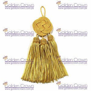 Borla de Hilo Metálico Dorado con Nudo, 3 Piezas Pequeñas, Decoración Textil para el Hogar - Product Image 5
