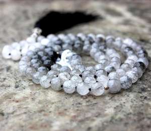 Collar Unisex Vintage chapado en oro para Yoga Mala, Cuarzo rutilado 108, cuentas de oración facetadas, Bola de ágata de Jade, fiesta de boda, Hinduismo - Product Image 3