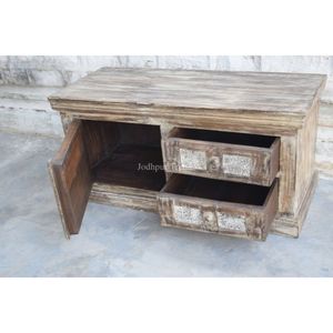 Aparador rústico moderno de madera recuperada, mueble clásico blanco de estilo antiguo, muebles para el hogar para dormitorio, comedor, cocina, sala de estar - Product Image 1