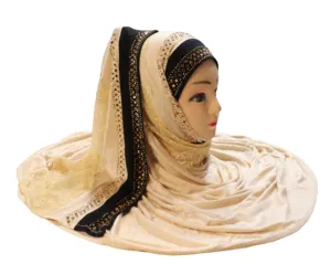 महिलाओं के लिए बेज रंग होजरी कपास स्कार्फ हिजाब दुपट्टा