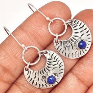 Nouveau incroyable 925 argent Sterling bleu Lapis Lazuli pierres précieuses boucles d'oreilles pour cadeau de mariage ODM OEM fournisseur - Product Image 1
