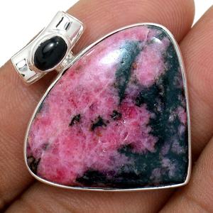 Bijoux pendentifs mode pour filles Rhodonite fait à la main en argent sterling 925 avec pendentif en argent 925 timbre - Product Image 1