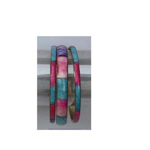 Ensemble de bracelets en mosaïque 9mm, 3 pièces de couleur foncée, sur la Base en laiton, incrustation, bijoux indiens - Product Image 3