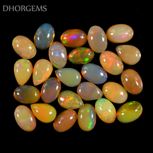 Opale éthiopienne naturelle cabochon cristal pierre gemme opale éthiopienne feu cabochon pierres précieuses en vrac dos plat pierre précieuse - Product Image 3