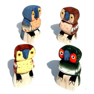 รูปปั้นนกฮูกไม้สไตล์งานหัตถกรรมรูปแกะสลักไม้บัลซาขนาดเล็ก & รูปปั้นสัตว์นกสำหรับตกแต่งบ้านและไอเดียของขวัญ - Product Image 2