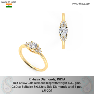 Anillo de Oro Amarillo de 18 quilates con Moissanita de Promesa Anillo de Compromiso para Mujer - Product Image 6