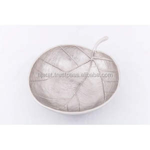 Plateau à fruits en argent avec des feuilles, plateau de service en métal, LOGO personnalisé, forme UNIQUE et DESIGN décoratif, vente en gros - Product Image 4