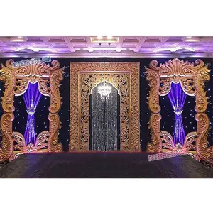 Resepsiyon sahne arka planında çerçeveleri düğün altın paneller sahne düğün son tasarım zemin