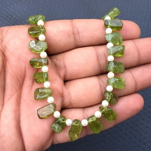 Awesome Quality Top Side <b>Drilled</b> 1 Strand <b>Hand</b> Polished Rough Natural Peridot Gemstone for Jewelry Making Birthstone Beads - Product Image 4