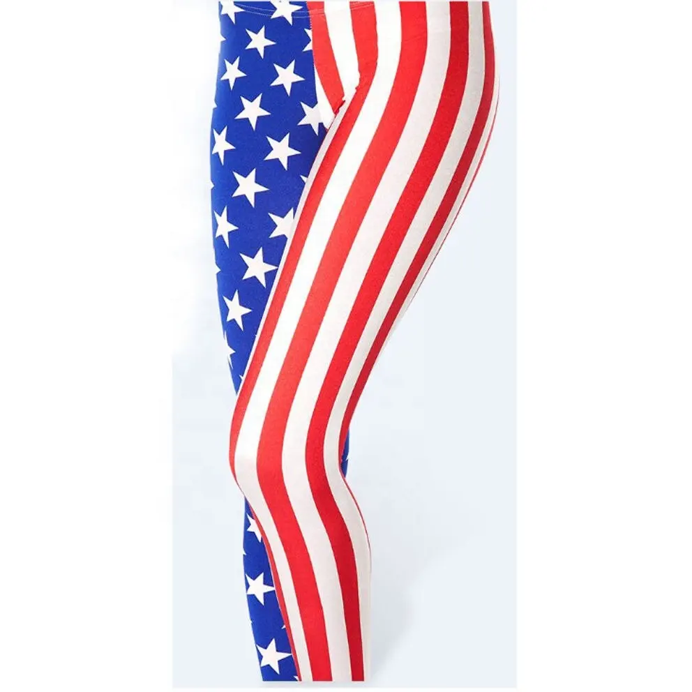 Leggings femininos confortáveis, venda quente, bandeira dos eua sem costura, leggings estampadas em subolmação