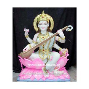 Saraswati Maa Marble Goddess <b>Statues</b> - Product Image 1