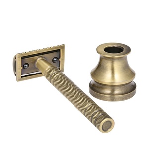 Maquinilla de afeitar clásica de doble filo con mango de aluminio Hoja de material de cobre sostenible para afeitado facial o uso en salón Precio - Product Image 1